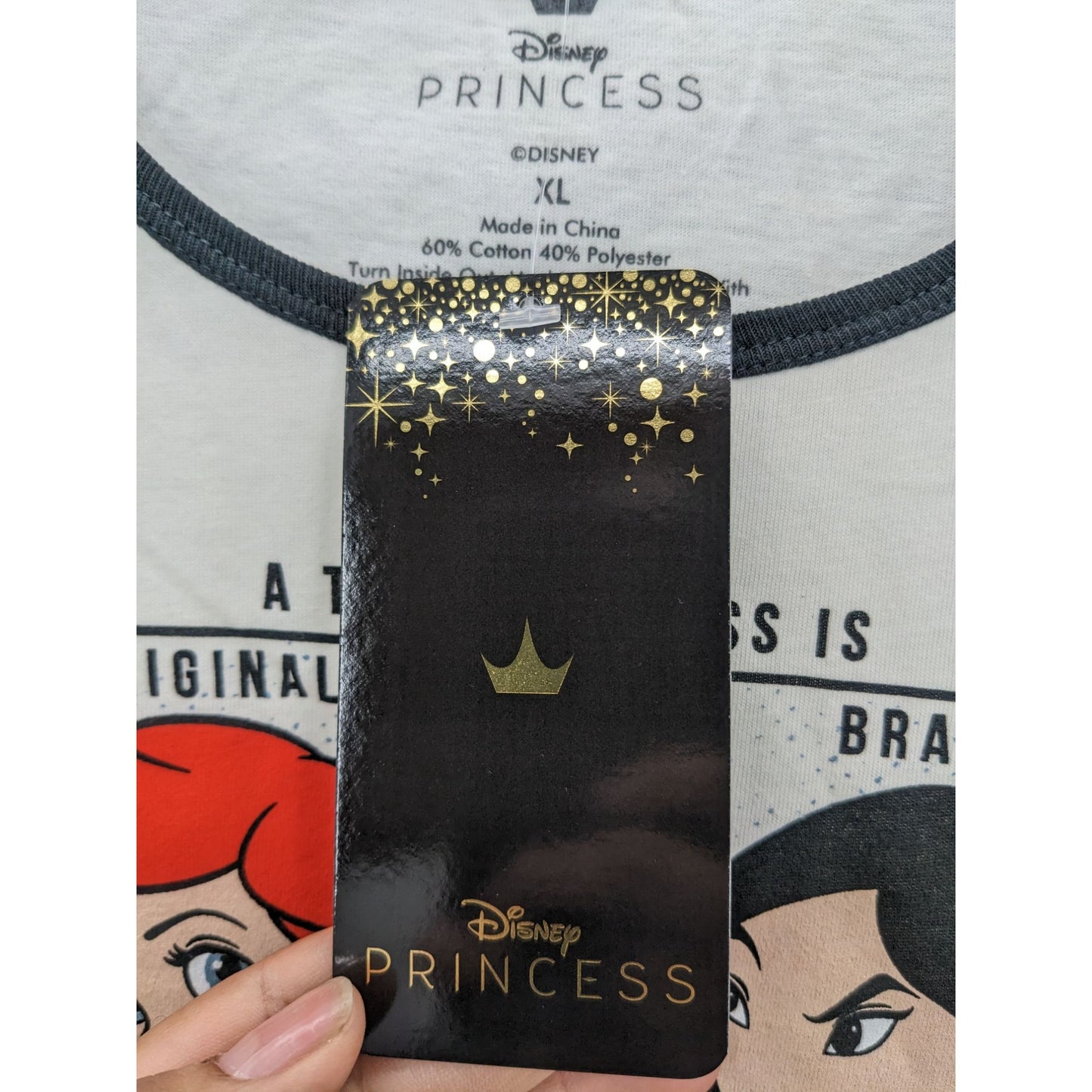 New Disney Women's A True Princess Is Ringer T-Shirt Size XL