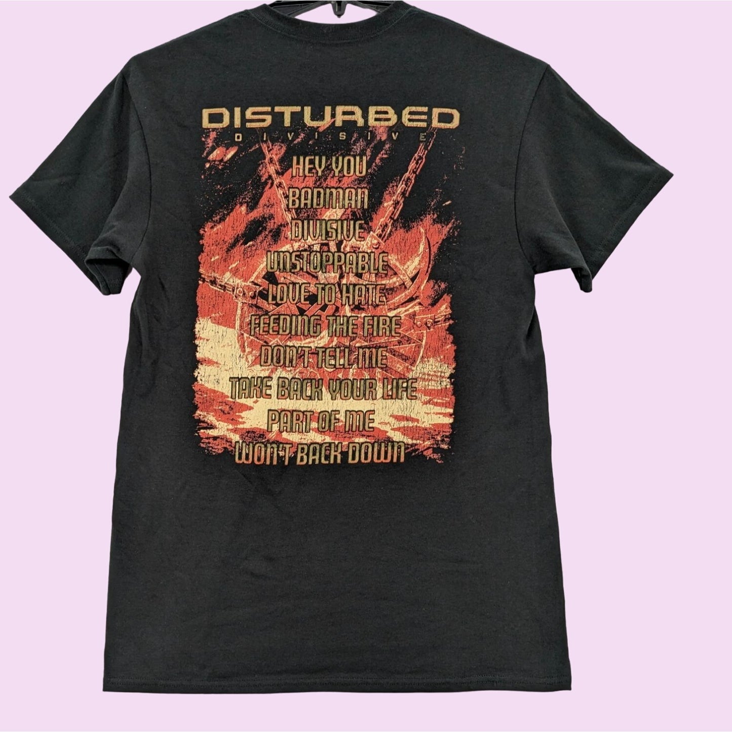 Disturbed Black Divisive Album Cover Tracklisting Crewneck Unisex T-shirt Size M