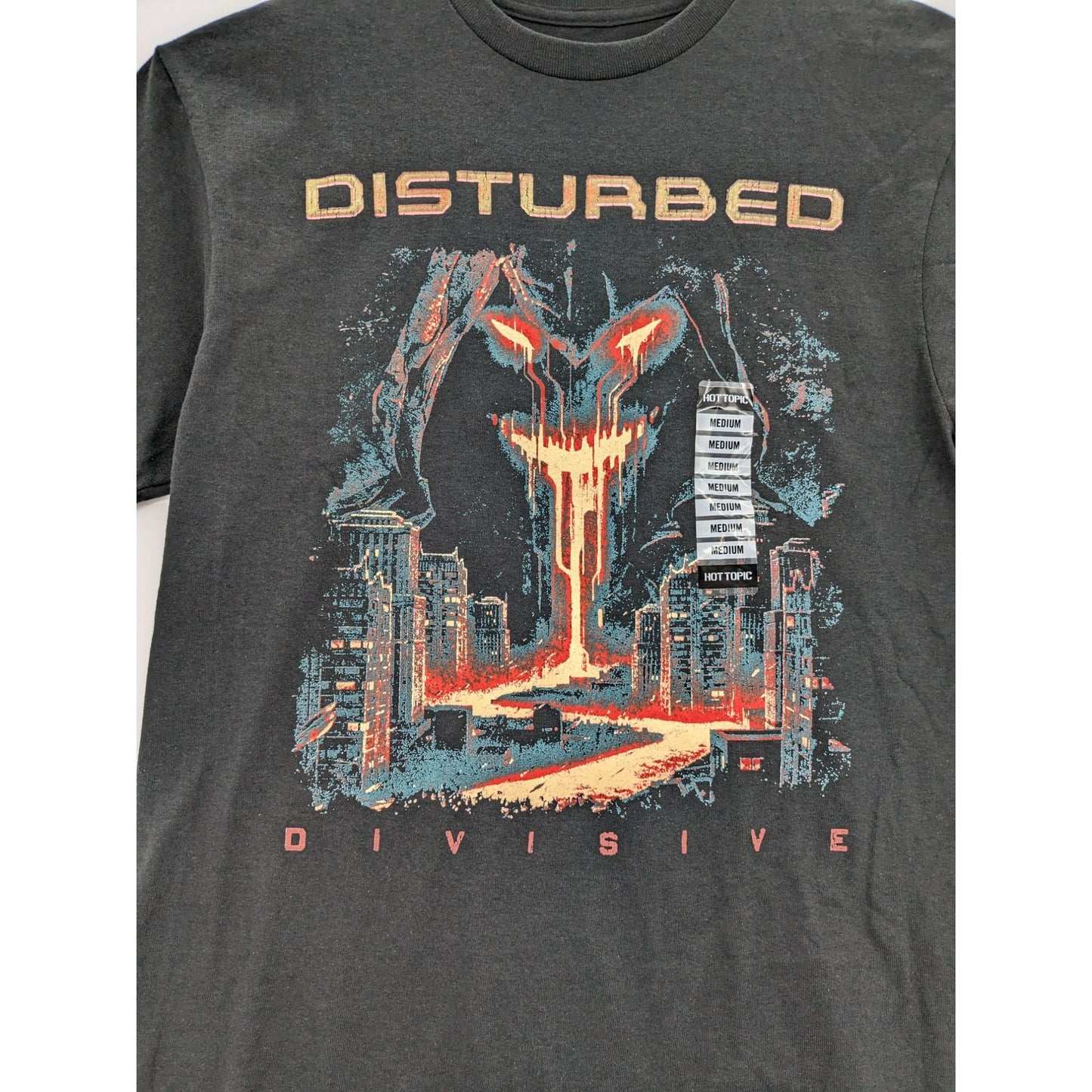 Disturbed Black Divisive Album Cover Tracklisting Crewneck Unisex T-shirt Size M