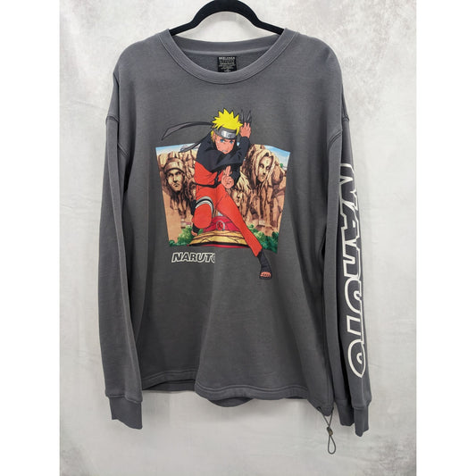 Naruto Shippuden Unisex Gray Hokage Rock Toggle Crew-neck Sweatshirt Size L