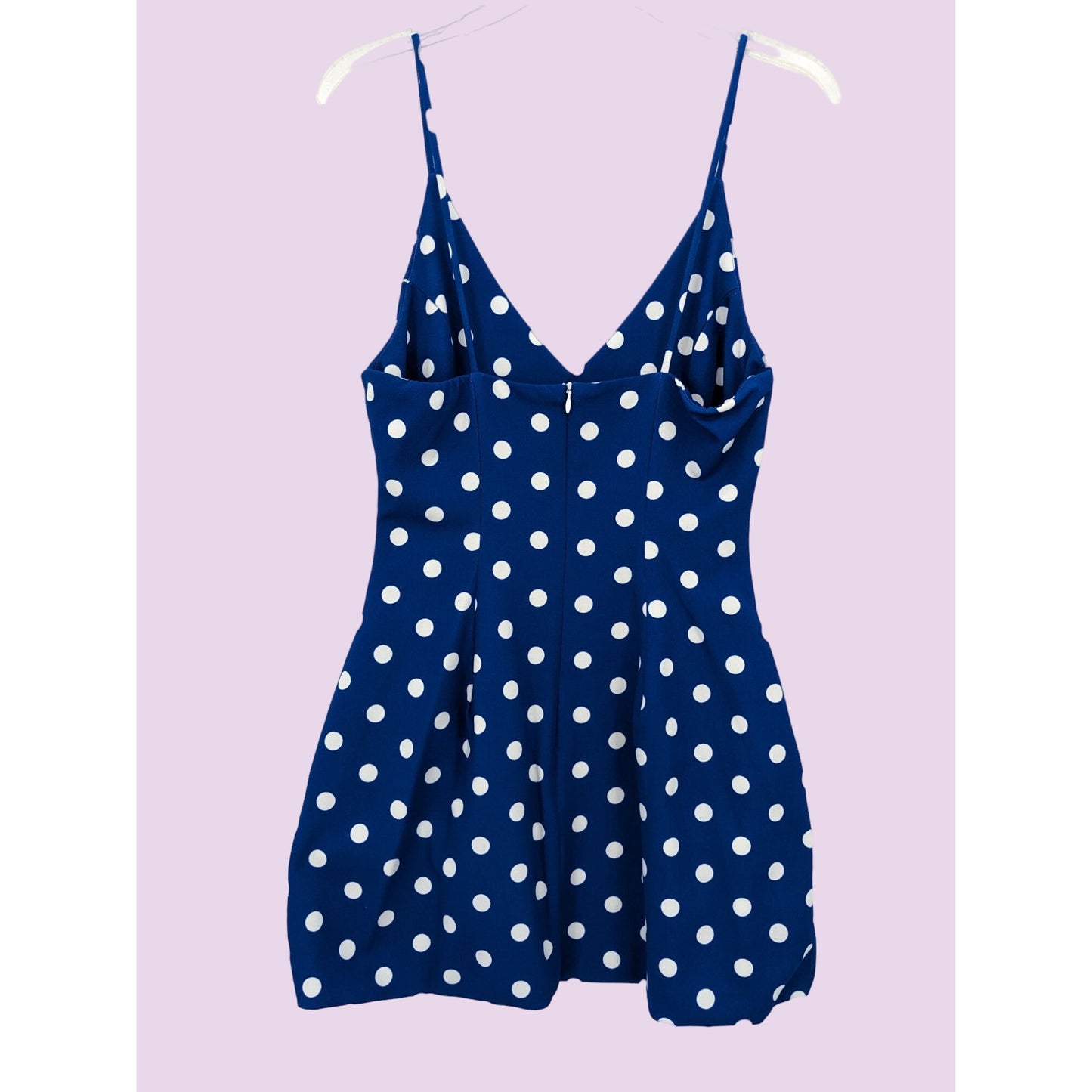 Lorette Women Boutique Blue Polka dot Retro Glam Classy Strap Mini Dress Size L