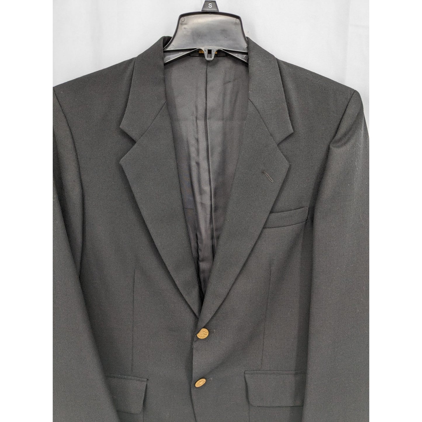 Farah Clothing Co. Men Black Wool Blend Sport Coat with Gold Buttons Size 38R