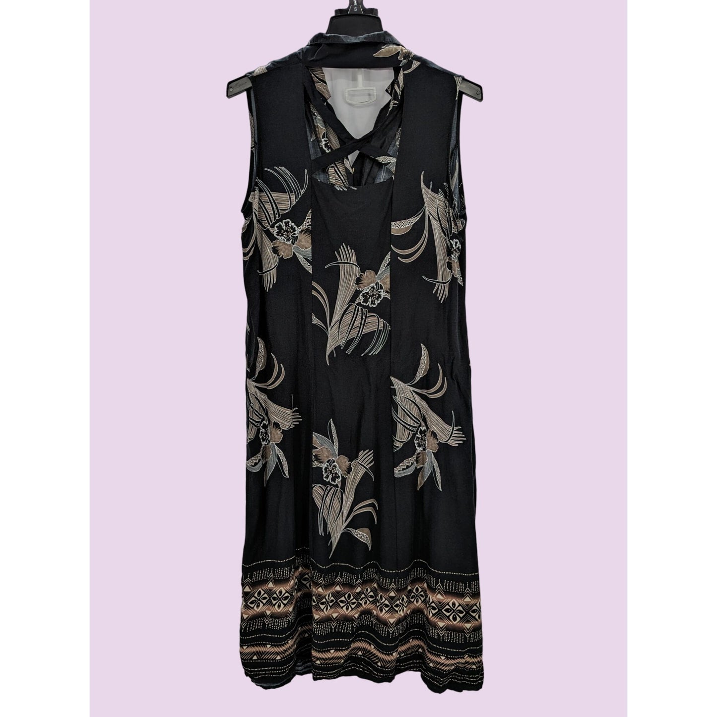 R & K Original Women Black Floral Tropical Button-Up Maxi Dress Size 18W