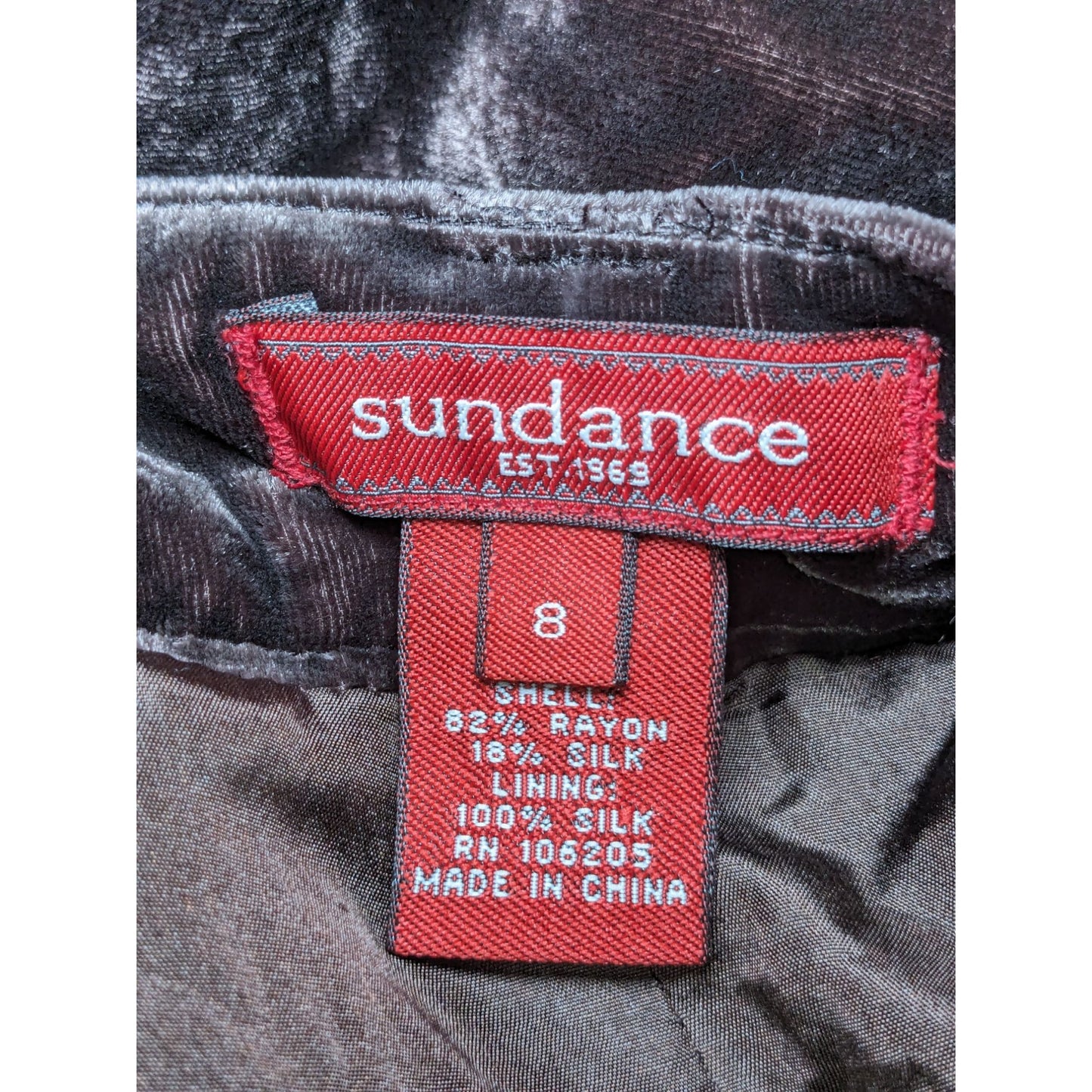 Sundance Women Brown Velvet Midi Silk Blend Pockets Boho A-Line Skirt Size 8