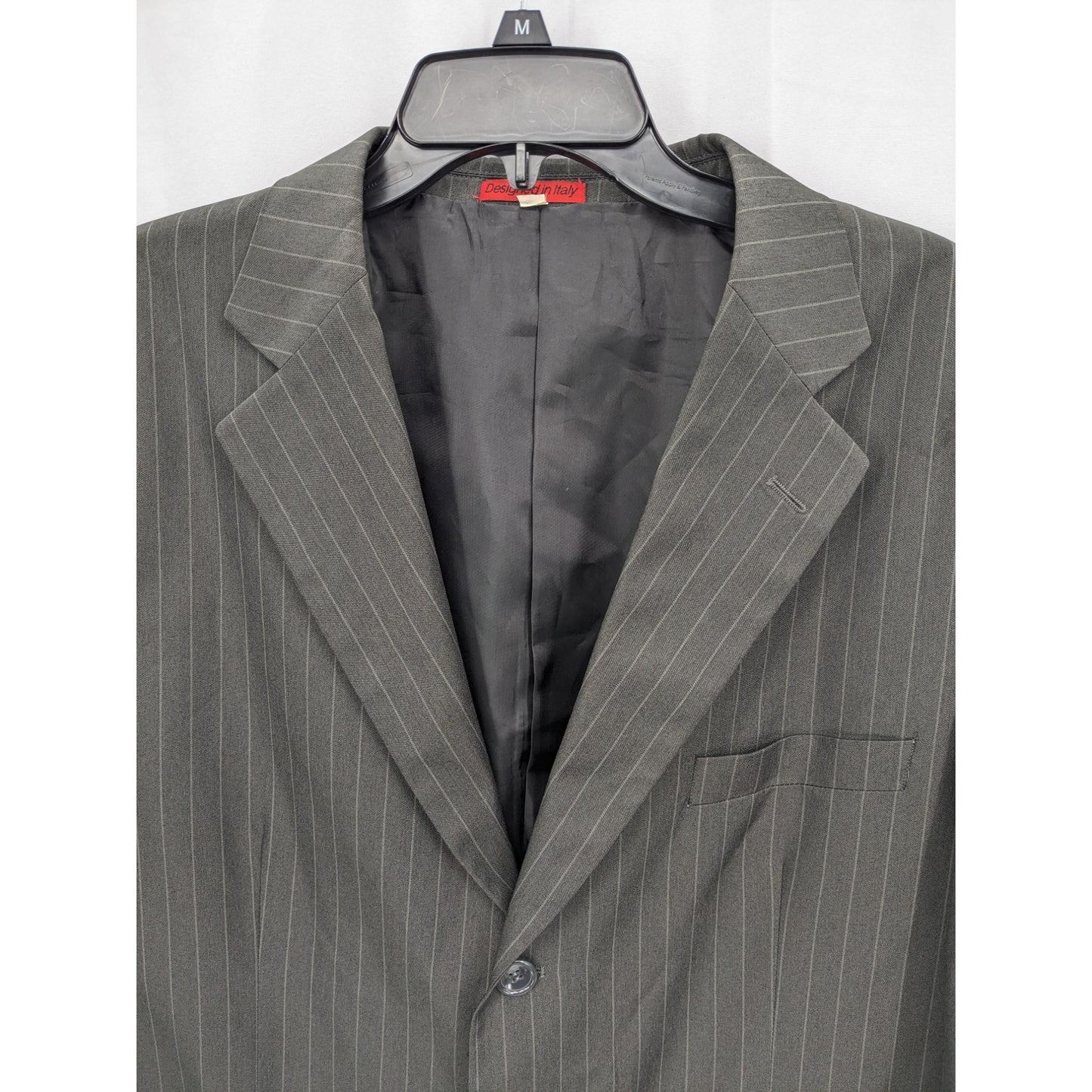 Jean Paul Men Black Pinstripes Single Breasted Blazer Suit Jacket Size 46R