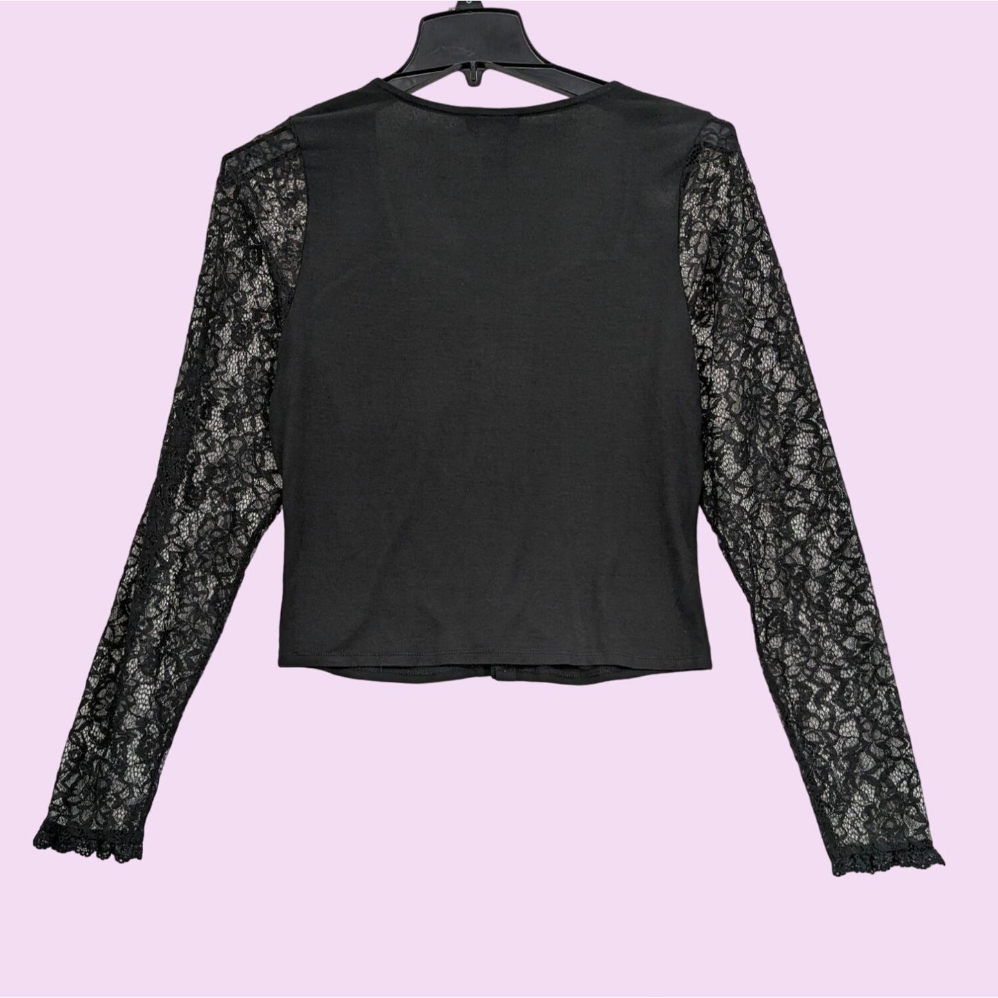 Cosmic Aura Floral Lace Long Sleeve Sweetheart Black Women Witchy Top Size 1X