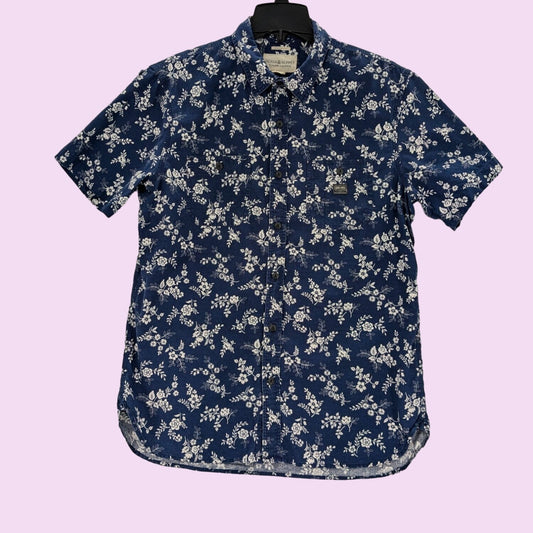 Denim & Supply Ralph Lauren Floral Blue Regular Fit Shirt Button-Up Men Size L