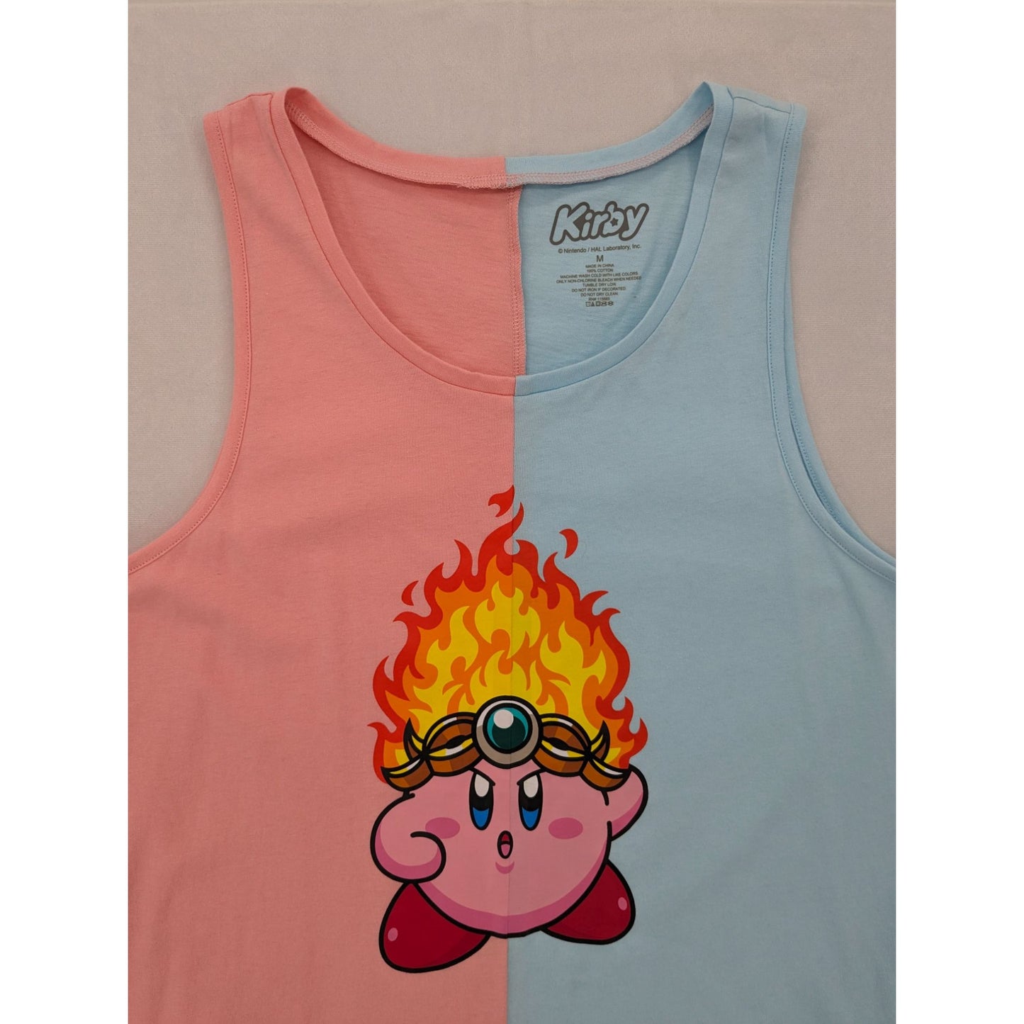 Nintendo Kirby Fire Split Crewneck Sleeveless Cosplay Men Print Tank Top Size M