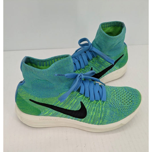 Nike Lunarepic Flyknit Green Blue High-Top 818677-403 Women Running Shoes Size 8