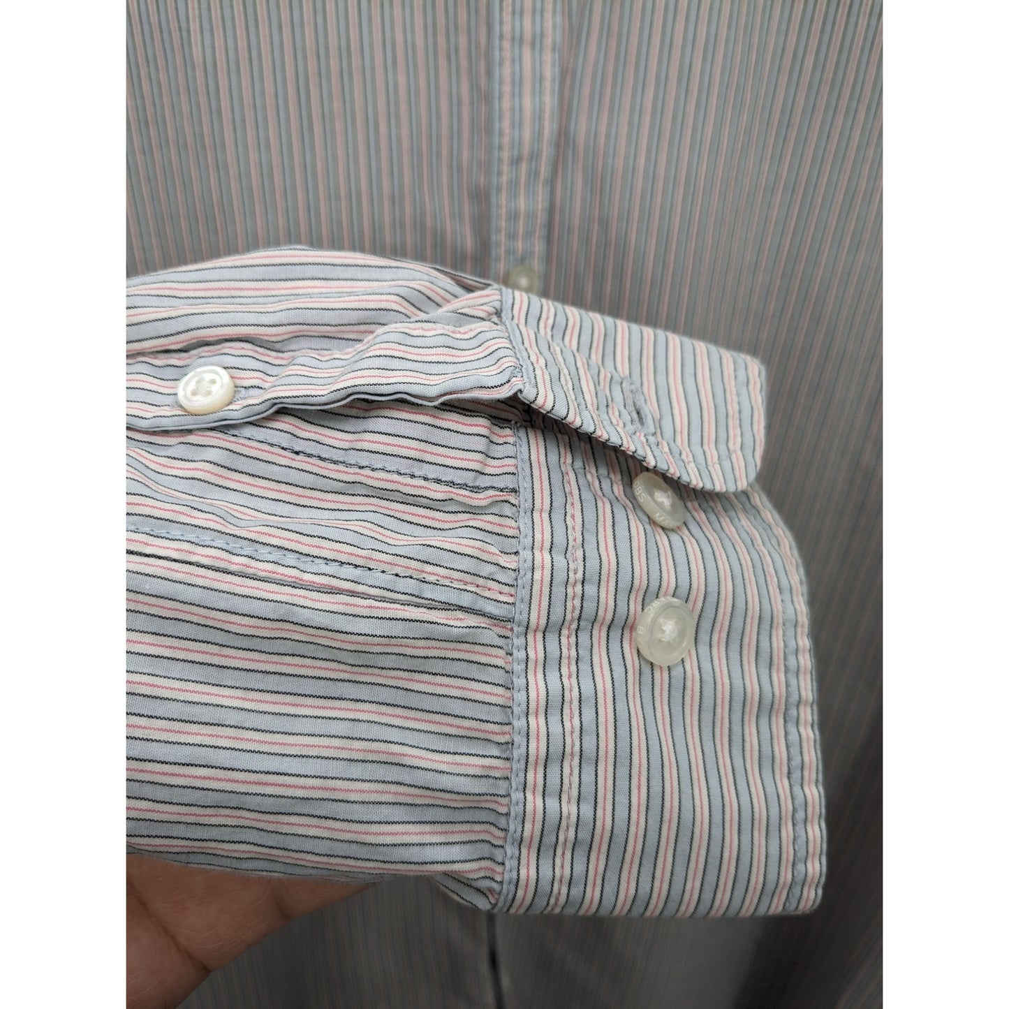 Marc By Marc Jacobs Men Pinstriped Long Sleeve Button-Up Dress Shirt Size XL