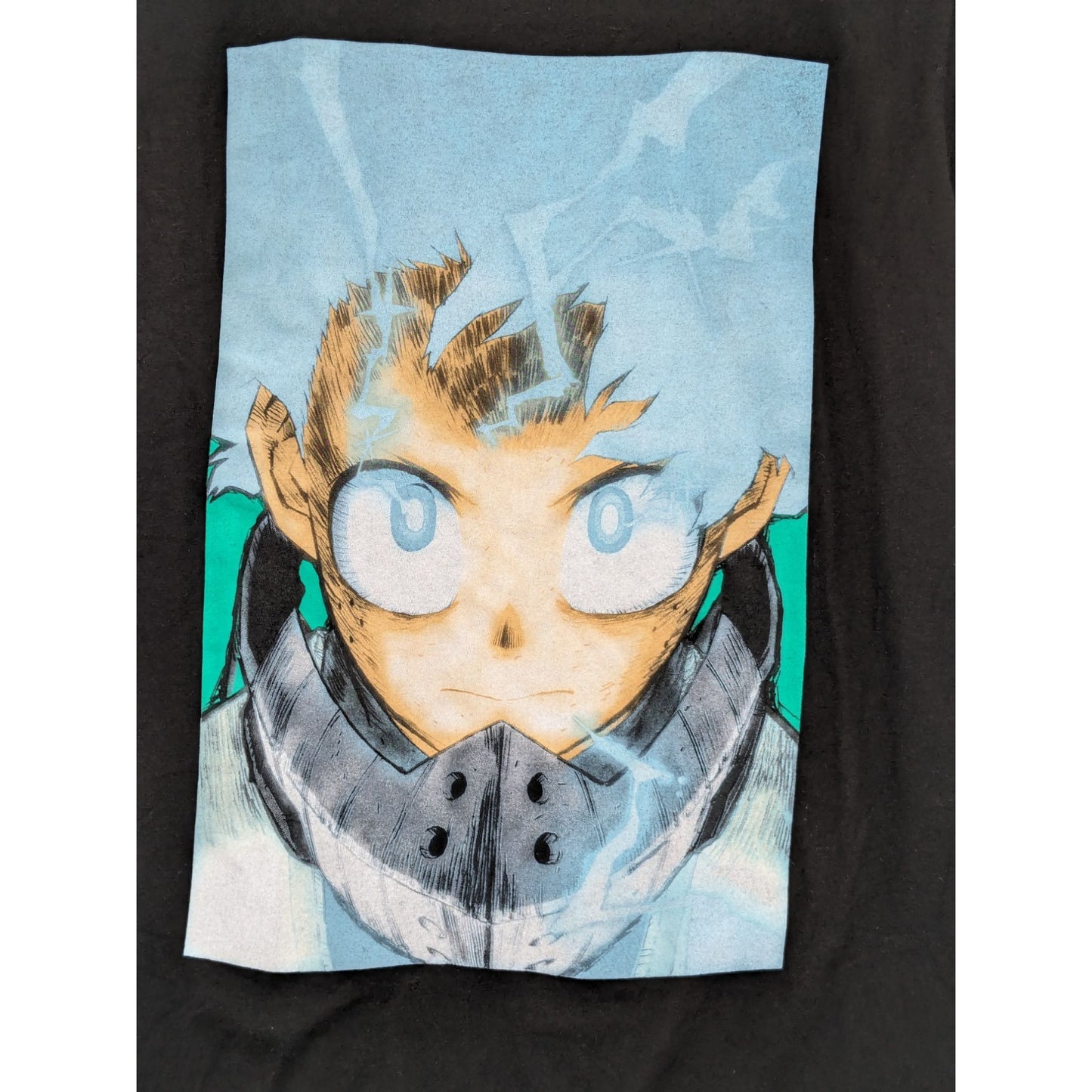 My Hero Academia Black Powered Up Deku Crewneck Graphic Cosplay T-Shirt Size M