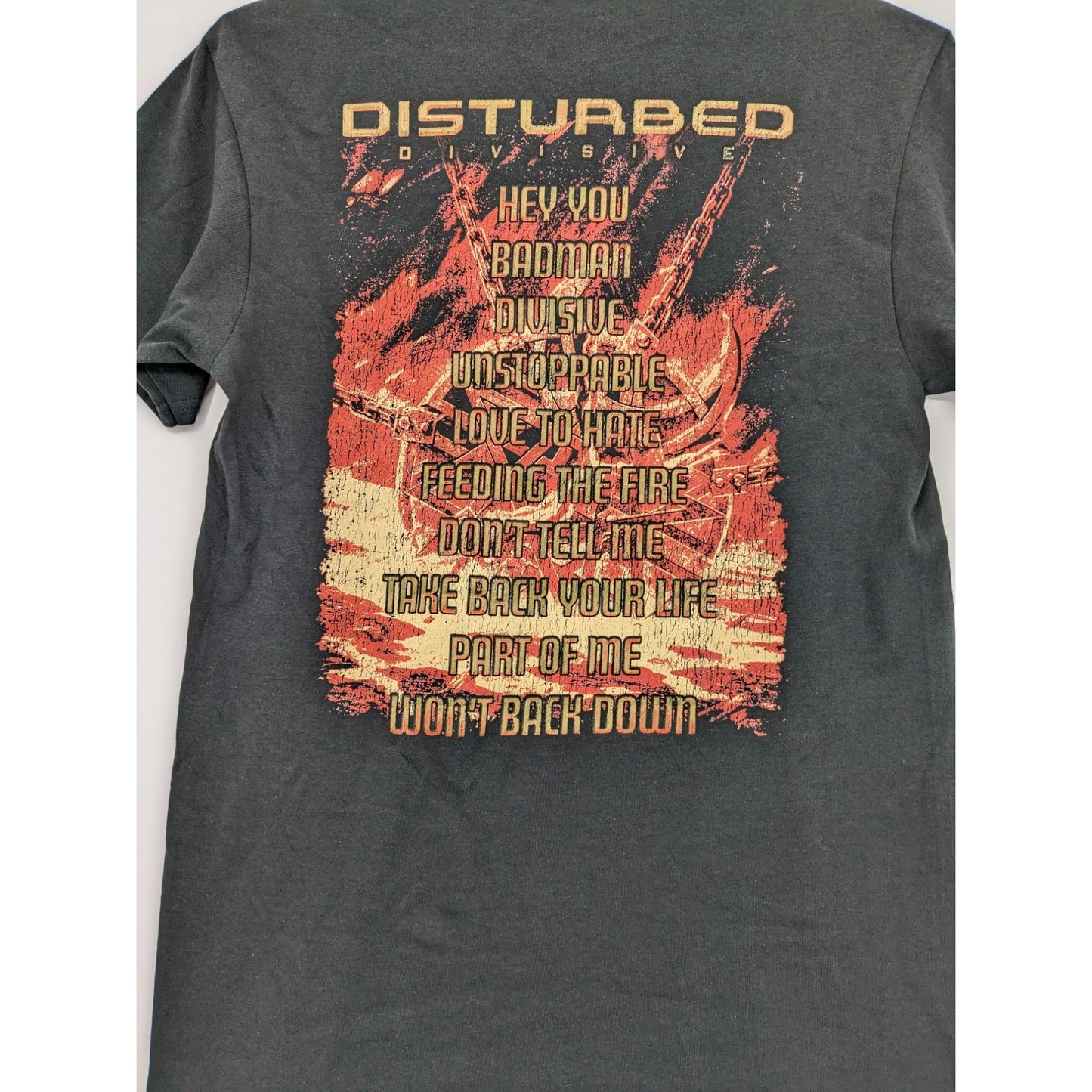 Disturbed Black Divisive Album Cover Tracklisting Crewneck Unisex T-shirt Size M