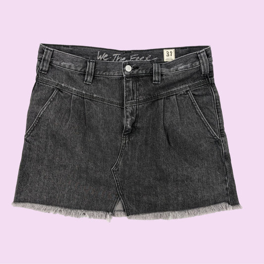 Free People Grunge Distressed Denim Sidecar Frayed Hem Mini Women Skirt Size 31