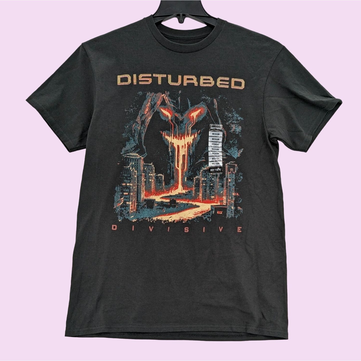 Disturbed Black Divisive Album Cover Tracklisting Crewneck Unisex T-shirt Size M