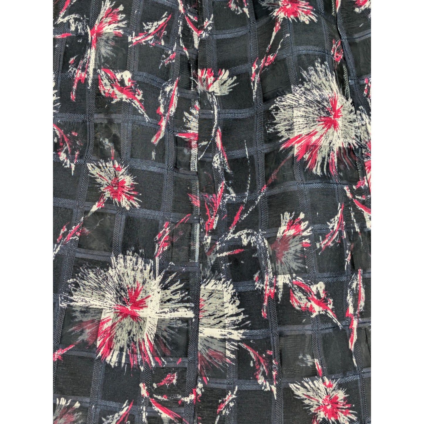 Halogen Floral Geometric Full A-Line Sheer Skirt Blue & Pink Women Size 6 Career