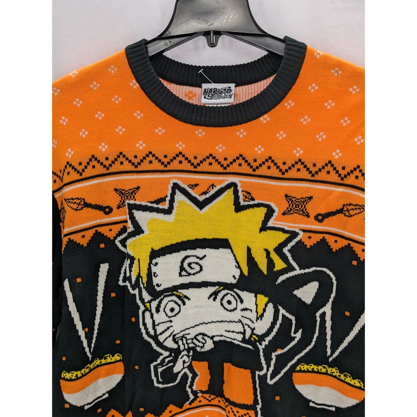 Naruto Shippuden Adult Chibi Naruto & Ramen Holiday Ugly Sweater Size L