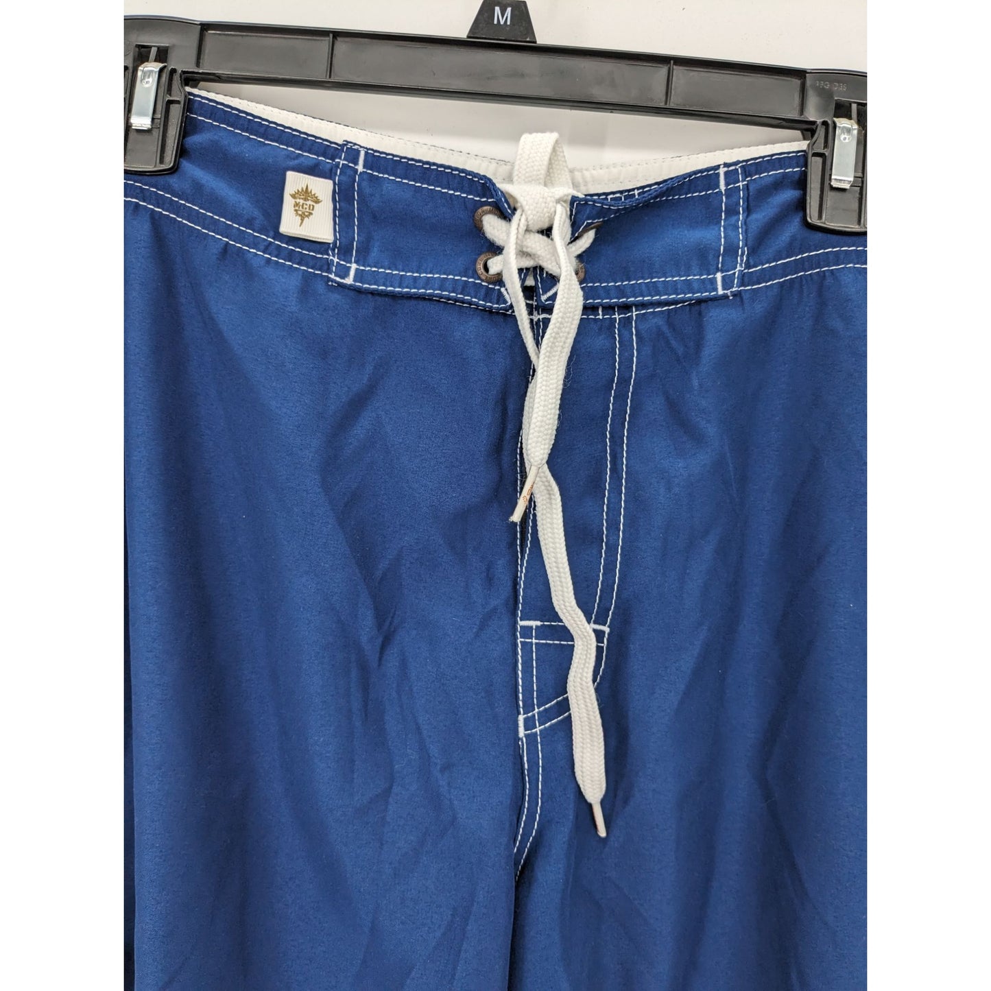 MCD Men Blue & White Drawstring Tie Cargo Pocket Swim Trunk Shorts Size 36