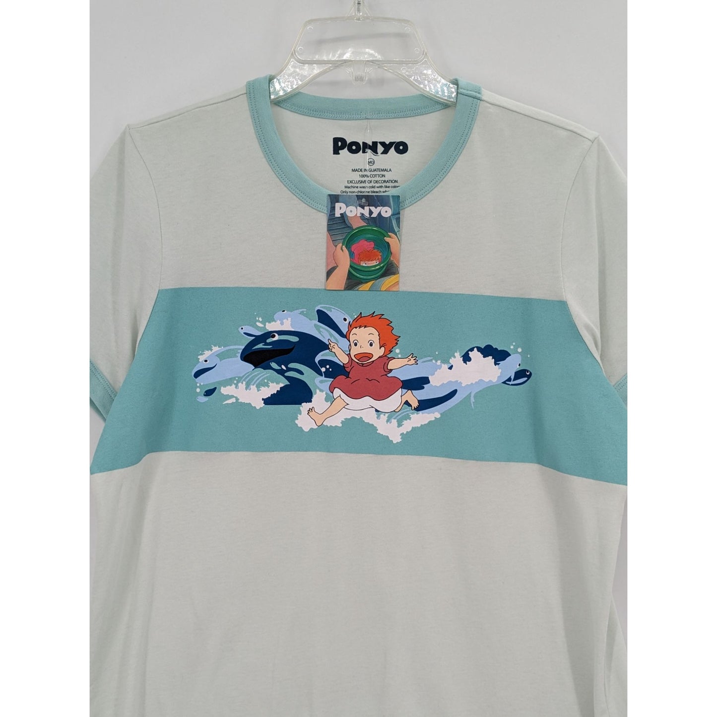 Studio Ghibli Ponyo Ringer Stripe Graphic Short Sleeve Anime Women Shirt Size M