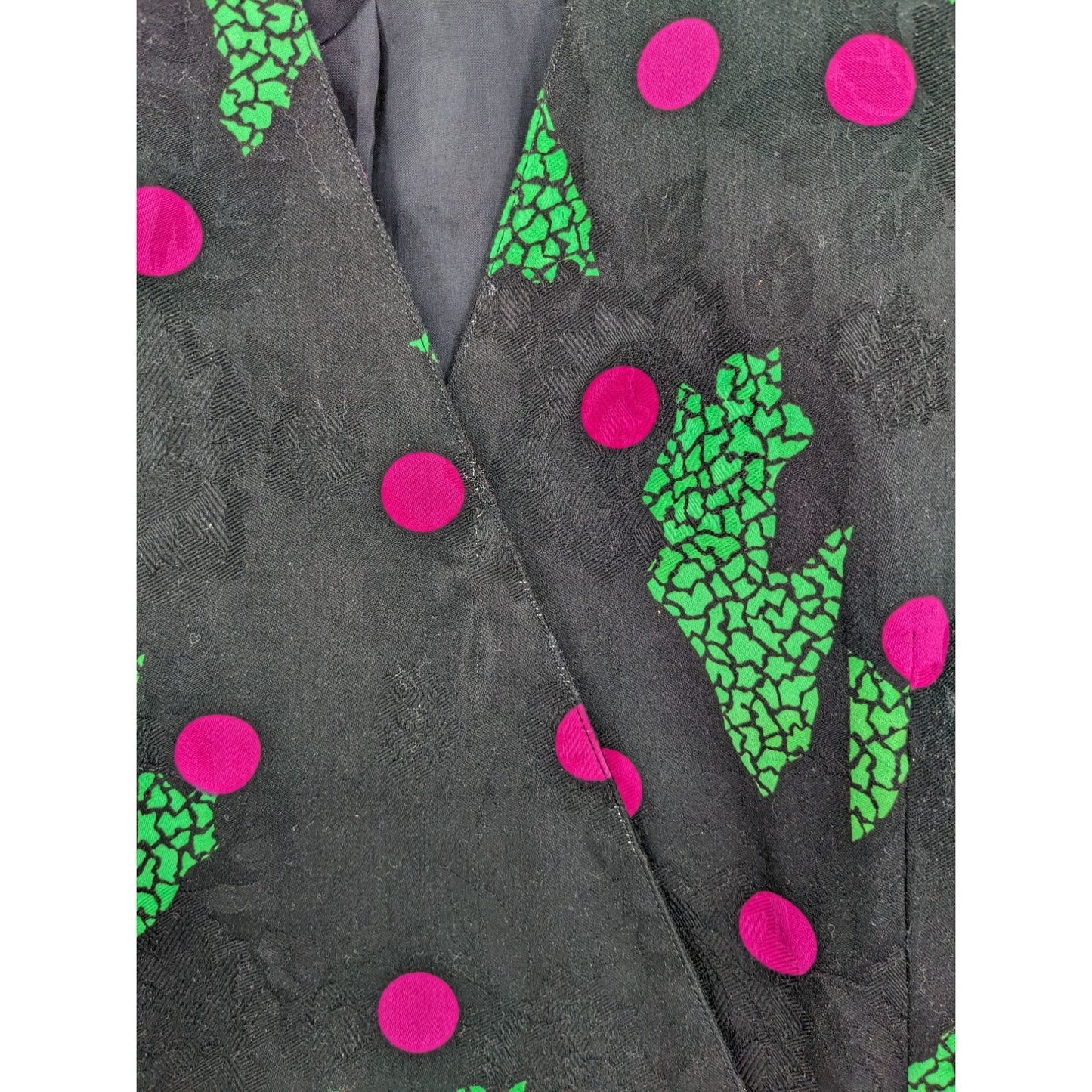 Abstract Polka Dot Vintage Rickie Freeman For Teri Jon Button-Up Blouse Size 14