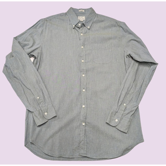 J.Crew Men Classic Secret Wash Shirting Stretch Button-Up Sage Shirt Size L