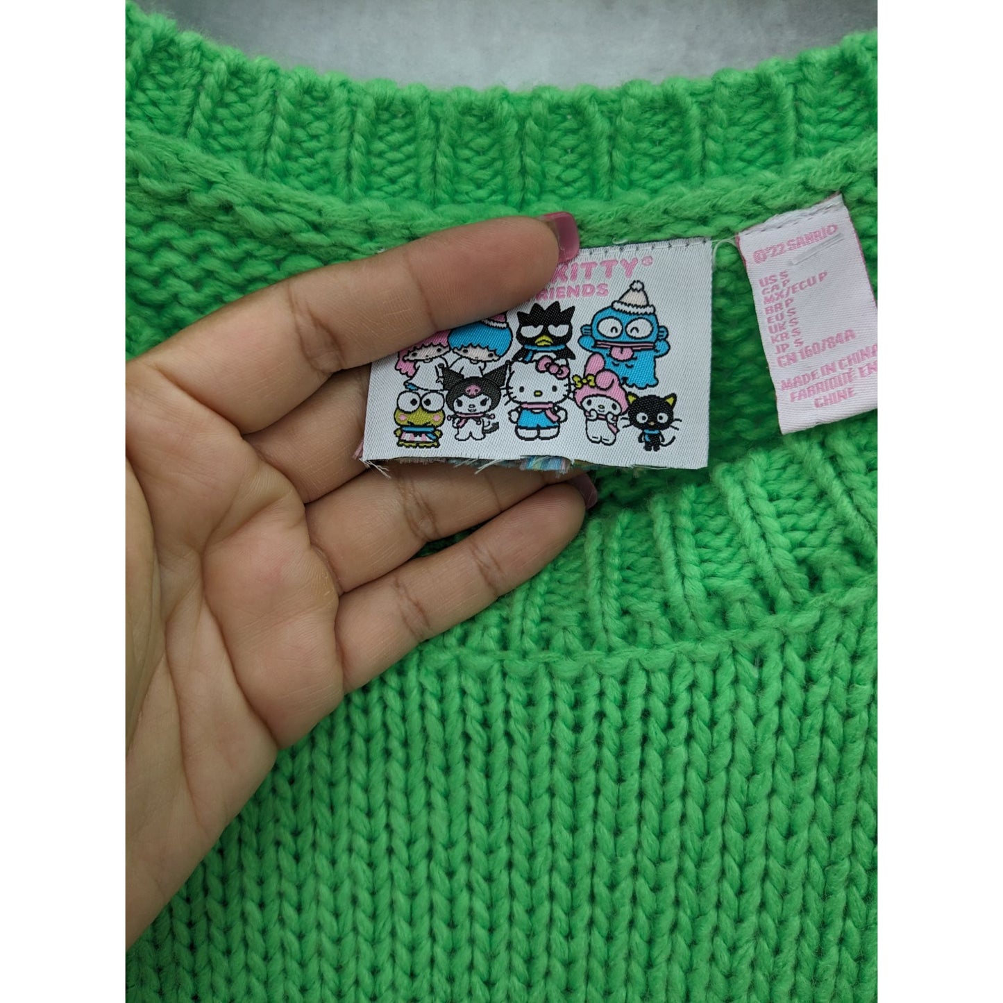 Hello Kitty & Friends Women Green My Melody Graphic Print knit Sweatshirt Size S