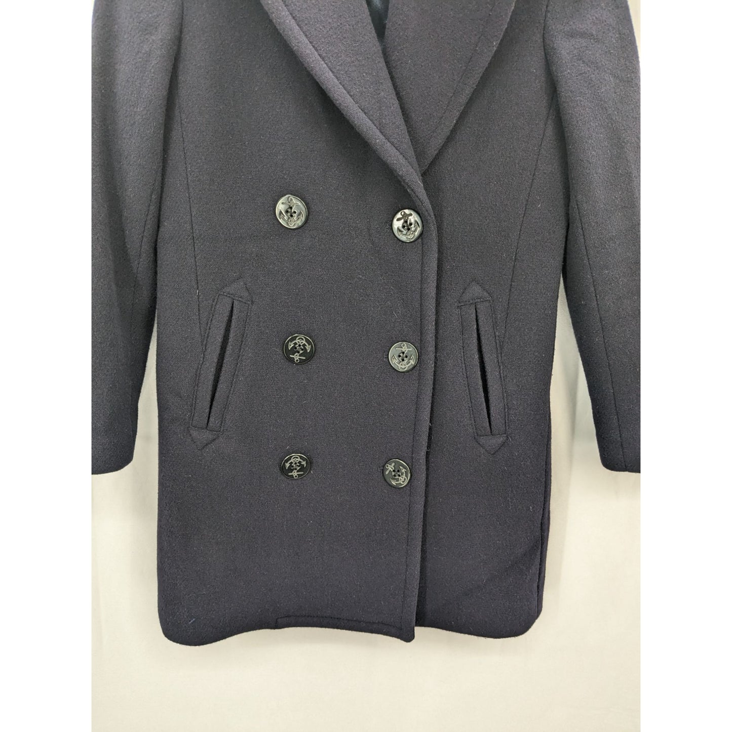 J.Crew Stadium Cloth Women Blue Nello Gori Captain's Wool Pea Coat Size 00