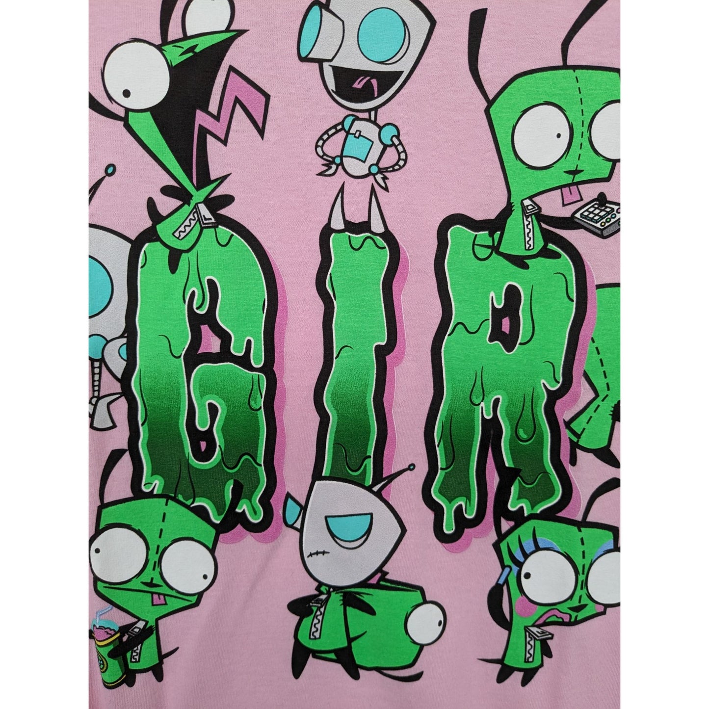 Invader Zim Women Pink GIR Costume Drip Boyfriend Fit Grunge T-Shirt Size 1X