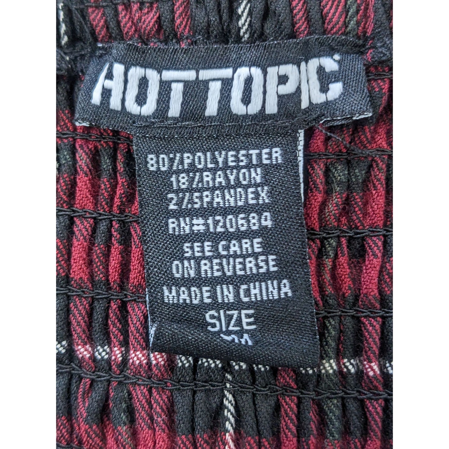 Hot Topic Women Burgundy Plaid Buckle Strap Dark Academia Y2K Crop Top Size S