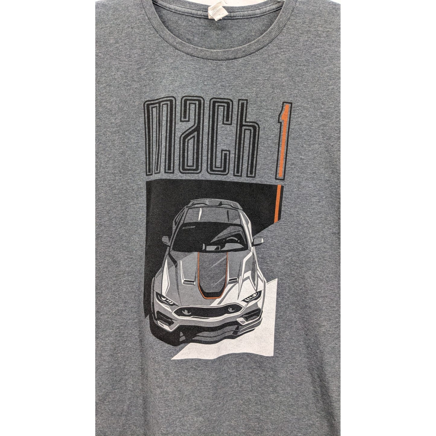 Ford Mustang Mach 1 Gray Graphic Print Short-Sleeve Pullover Adult T-Shirt Size L