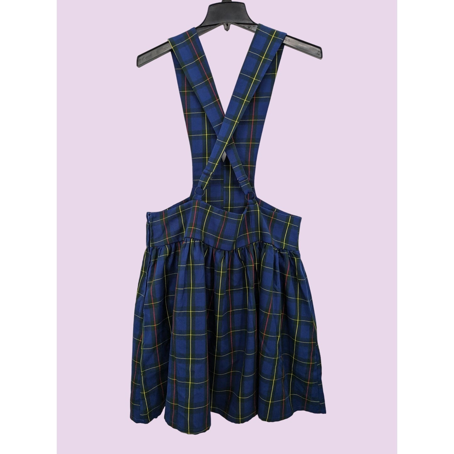 Hot topic Blue Plaid Bib Suspenders Academia Punk Preppy Women Skirtall Size L