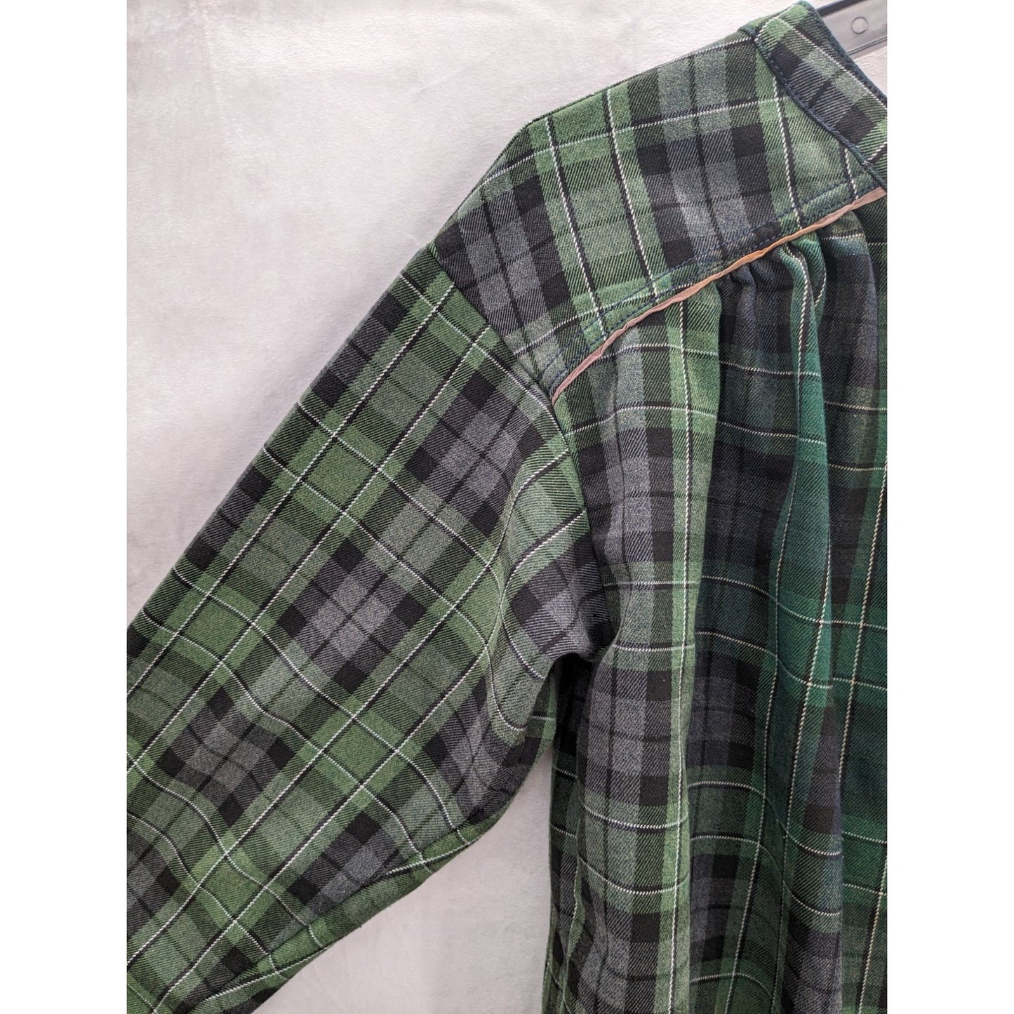 Free People Women Cozy Dream Green Plaid Flannel Button-Up Boho Shirt Size S