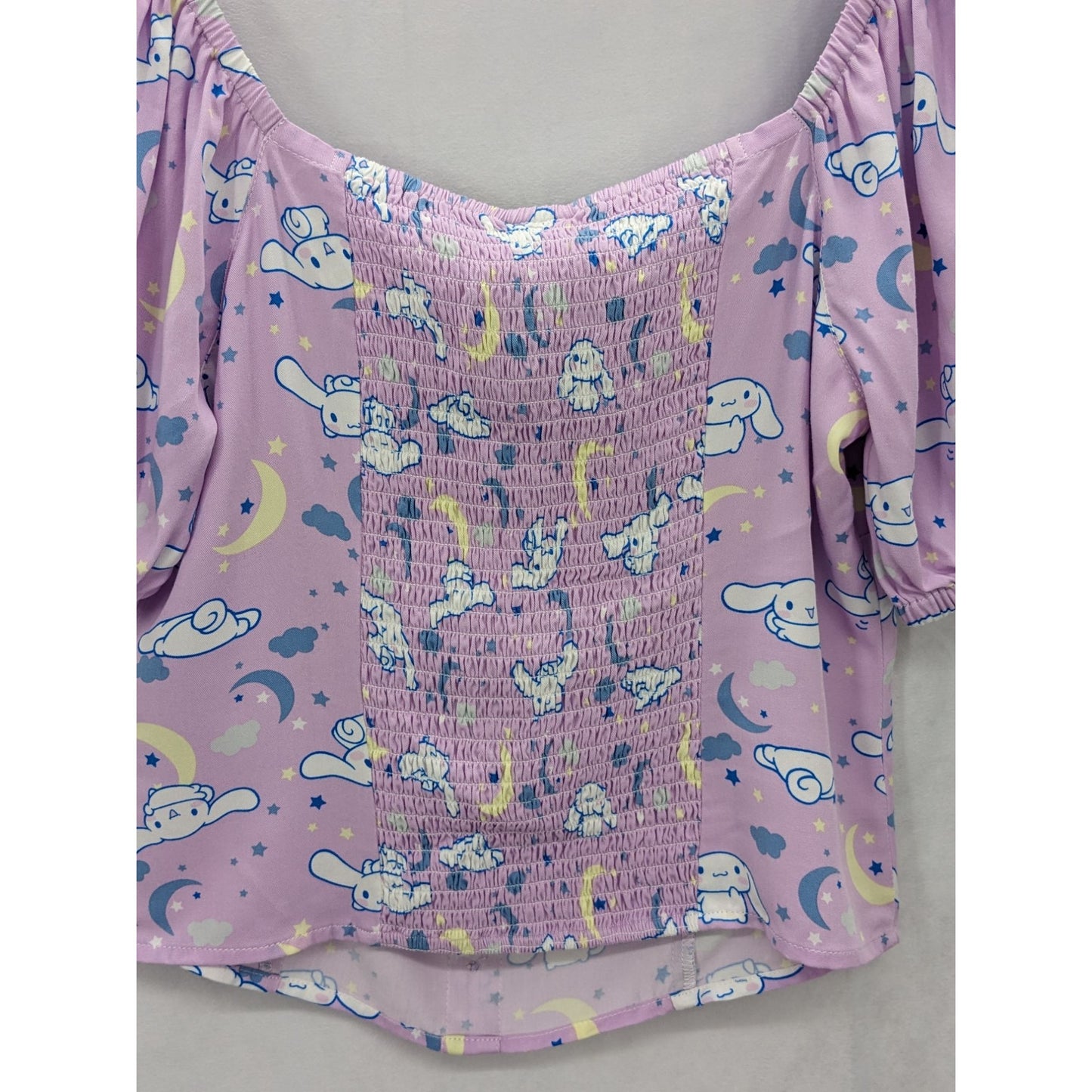 Sanrio Women Cinnamoroll Celestial Peasant Woven Puff Sleeves Top Size M NWT