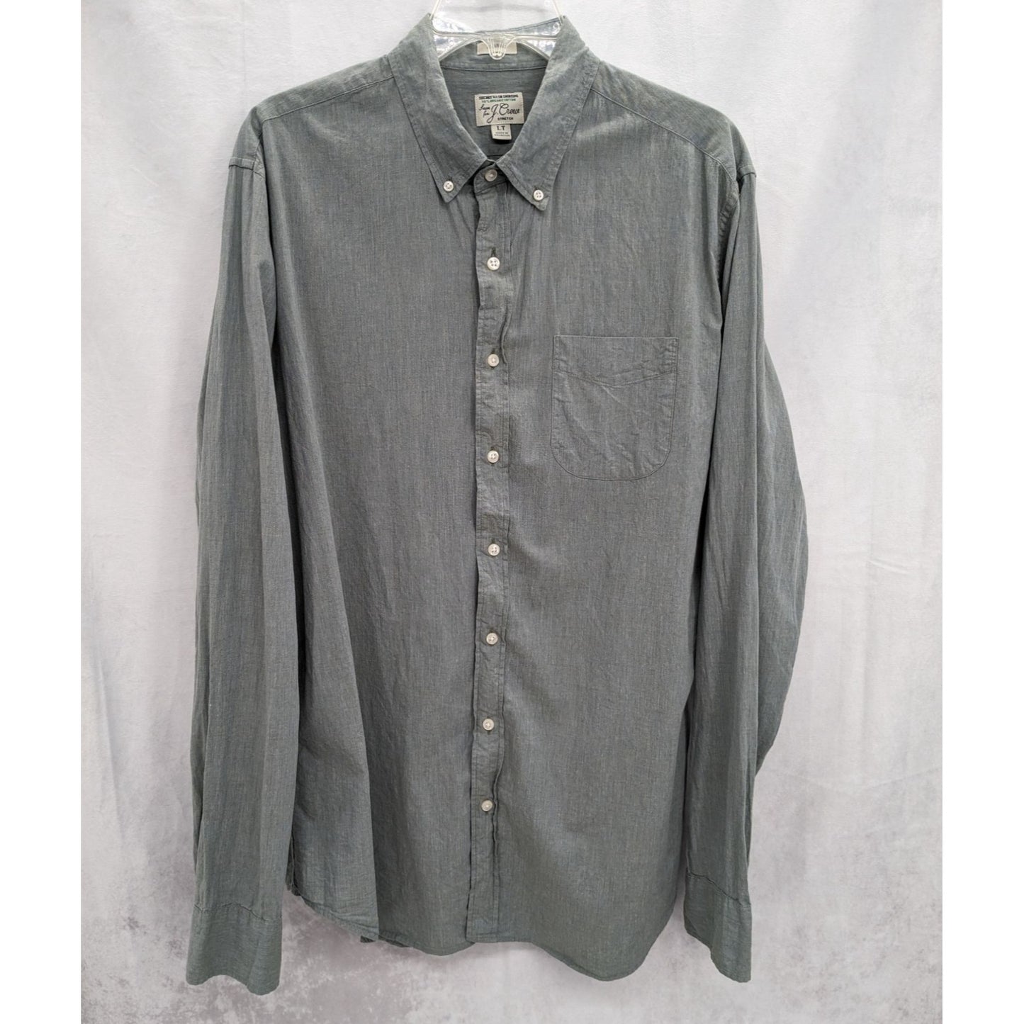 J.Crew Men Classic Secret Wash Shirting Stretch Button-Up Sage Shirt Size L