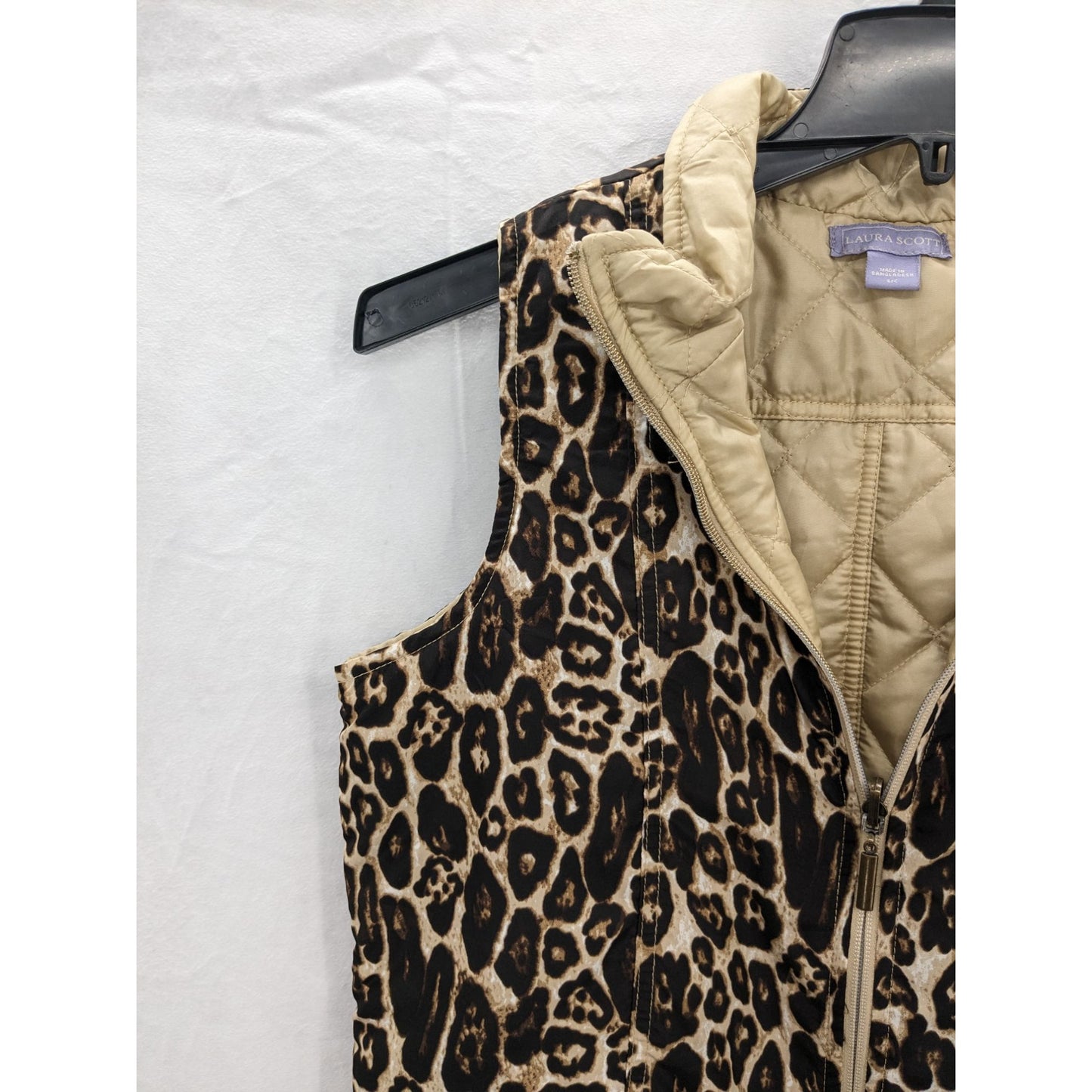 Laura Scott Women Leopard Print Pale Gold Missy Reversible Vest Belt Size S NWT