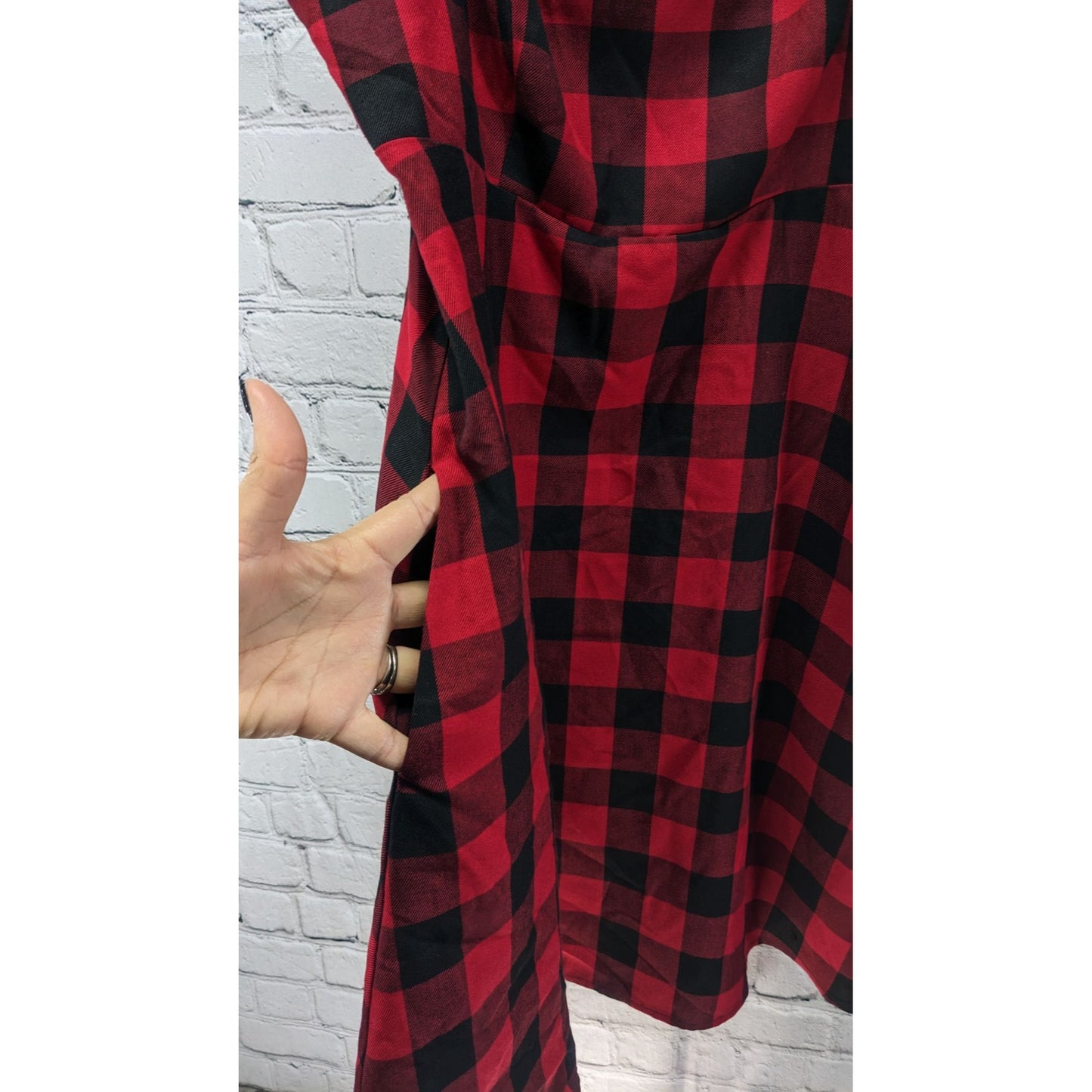 Hot Topic Women Red Buffalo Plaid Buckle Strap Dark Academia Mini Dress Size M