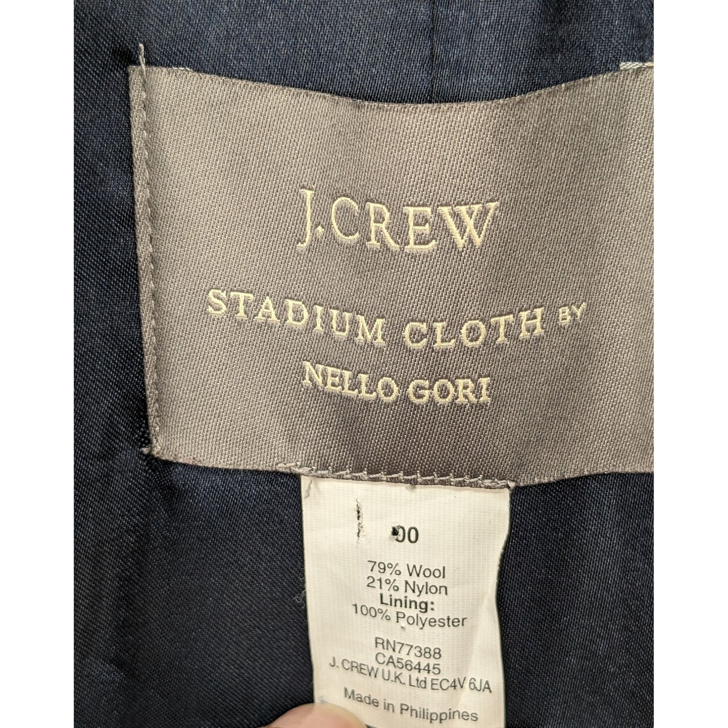 J.Crew Stadium Cloth Women Blue Nello Gori Captain's Wool Pea Coat Size 00