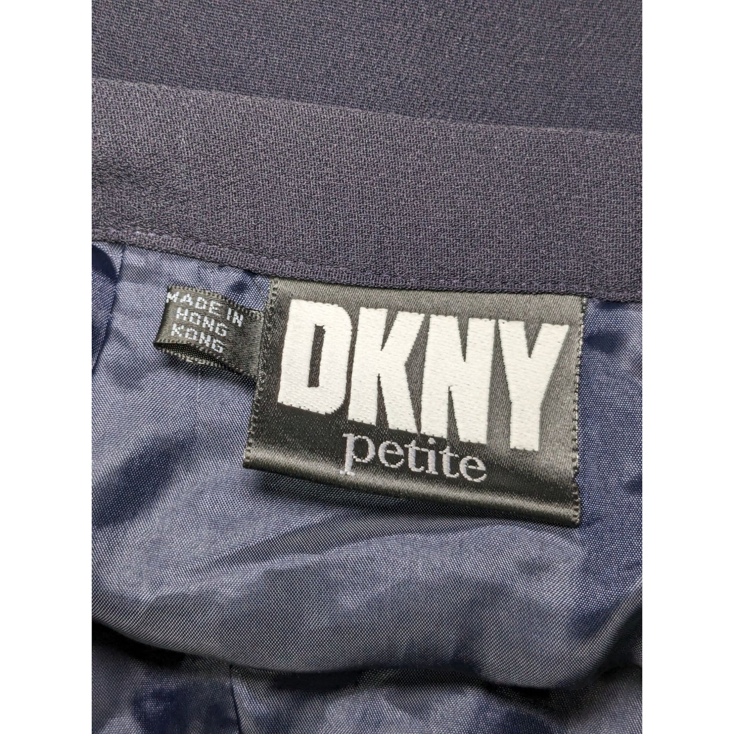 Vintage DKNY Women Navy Blue Preppy Mini Minimalist Pencil Skirt Size Petite 8