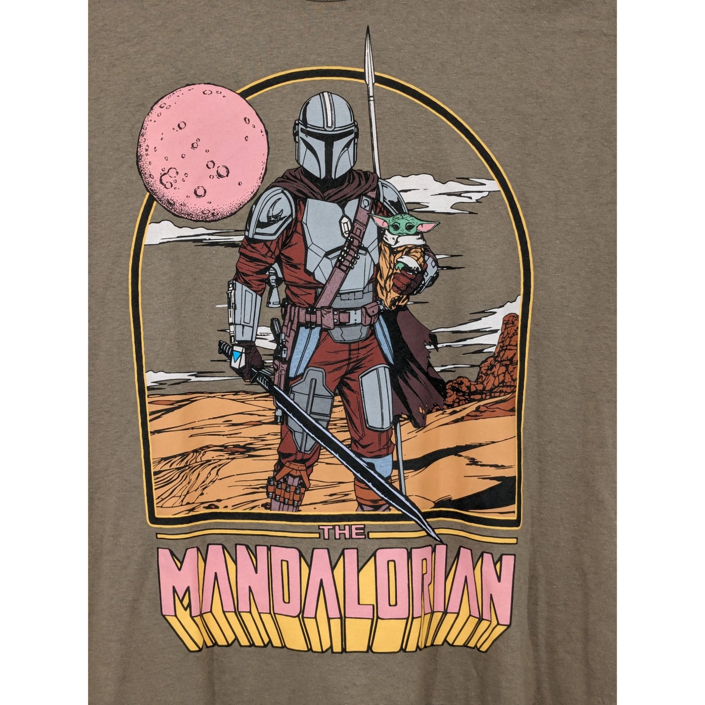 Star Wars Men Brown The Mandalorian Graphic Print Cosplay Earthy T-Shirt Size M