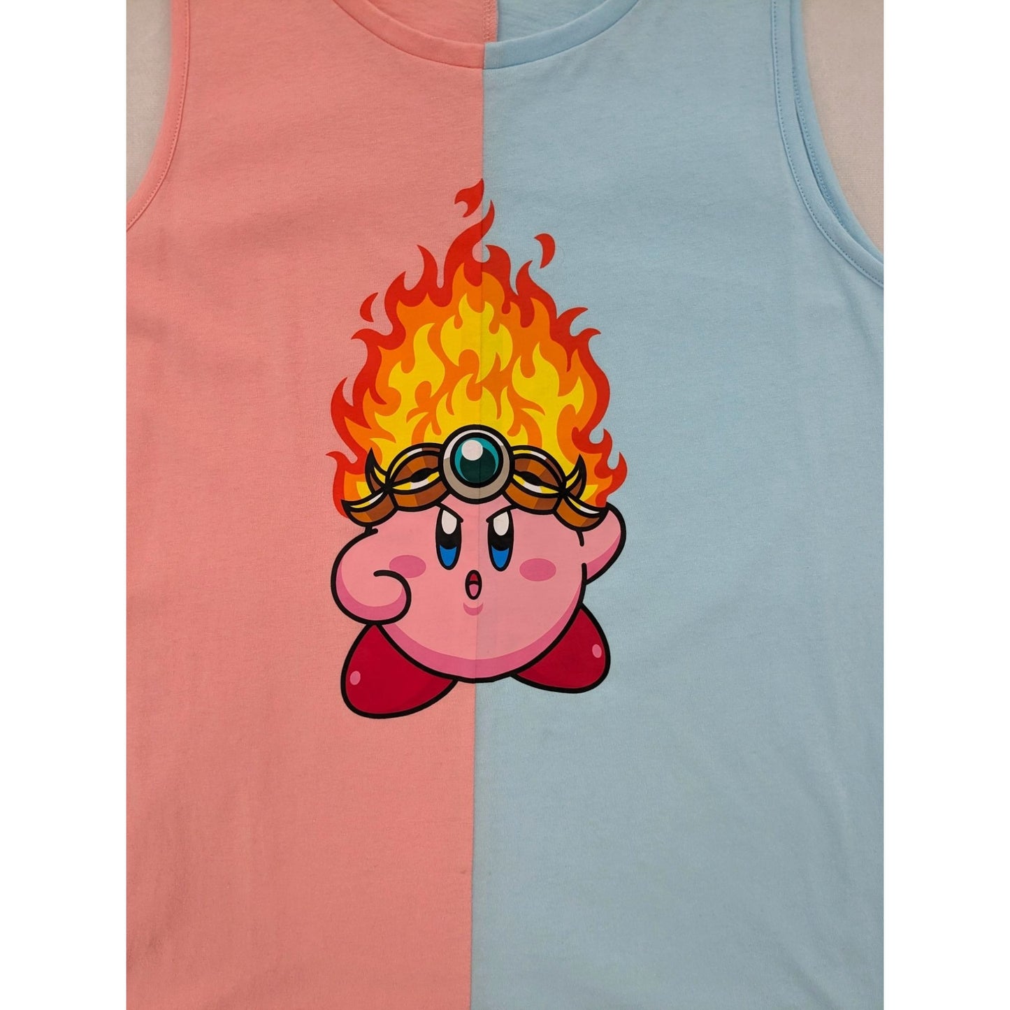 Nintendo Kirby Fire Split Crewneck Sleeveless Cosplay Men Print Tank Top Size M