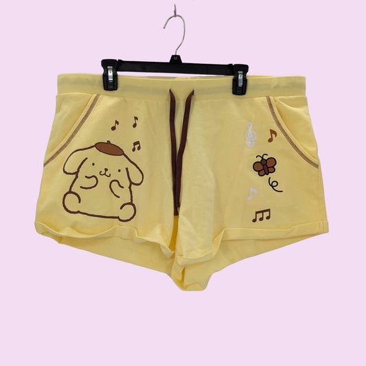 Sanrio Pompompurin Music Notes Cozy Lounge Shorts Size 2X Cosplay Kawaii Stretch