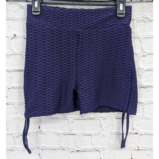 Forever 21 Women Purple Active Textured Drawstring Biker Shorts Size XL