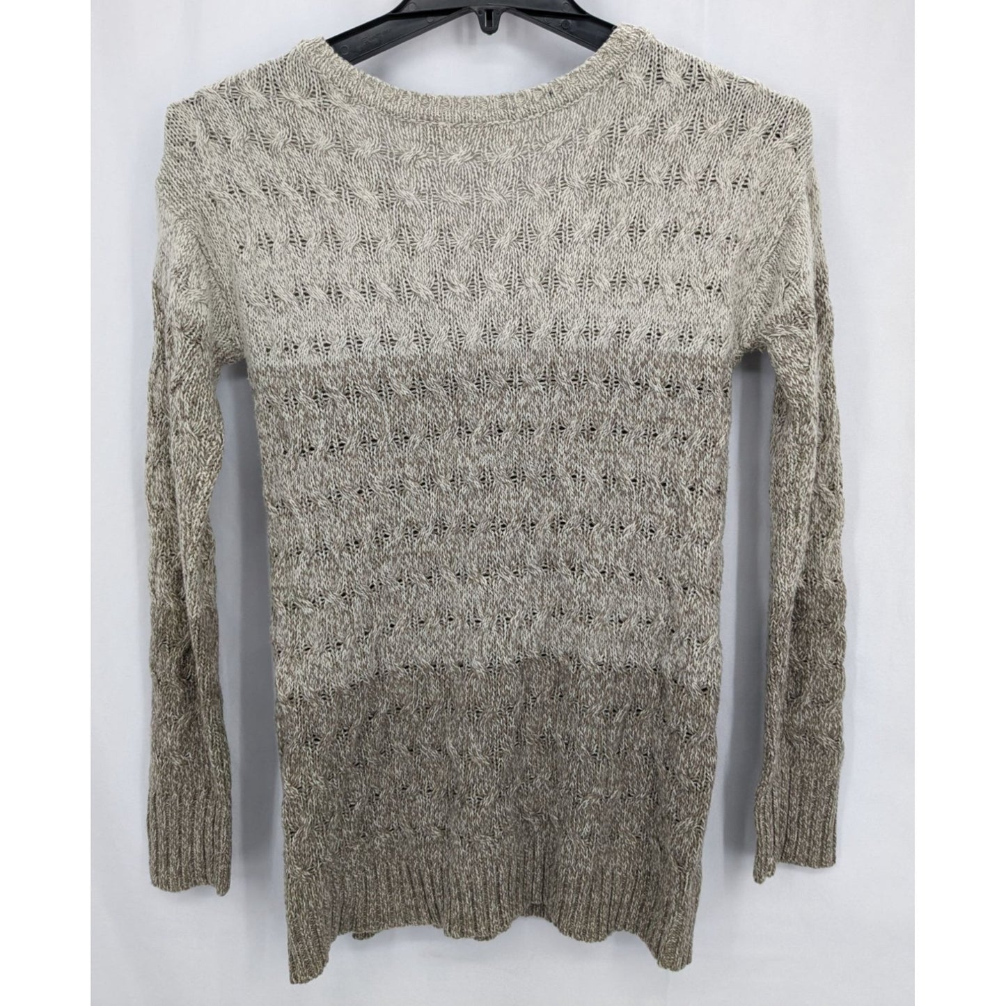 RD Style Women Taupe Colorblock Knit V-Neck Pullover Boho Sweater Size S