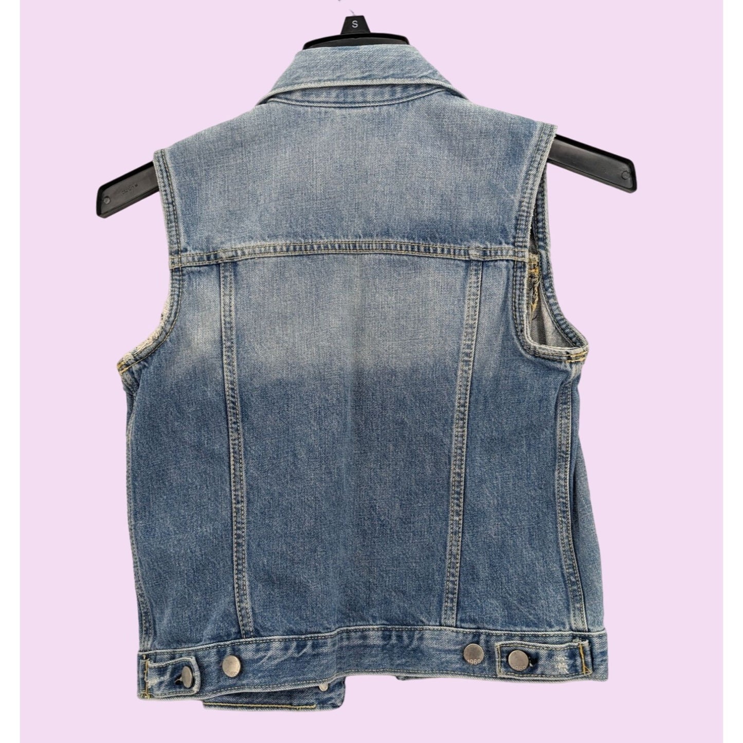 Gap 1969 Denim Sleeveless Distressed Button-Up Grunge Women Vest Jacket Size S