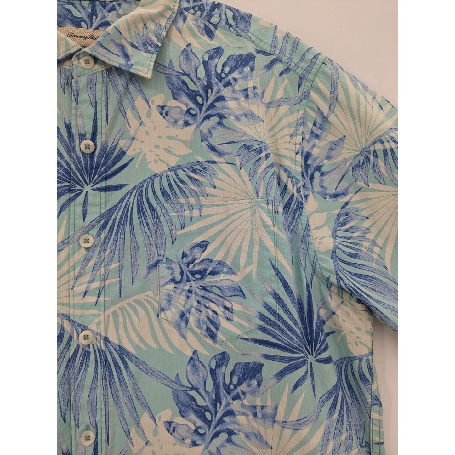 Tommy Bahama Blue Hawaiian Tropical  Short Sleeve Button-Up Men Shirt Size L