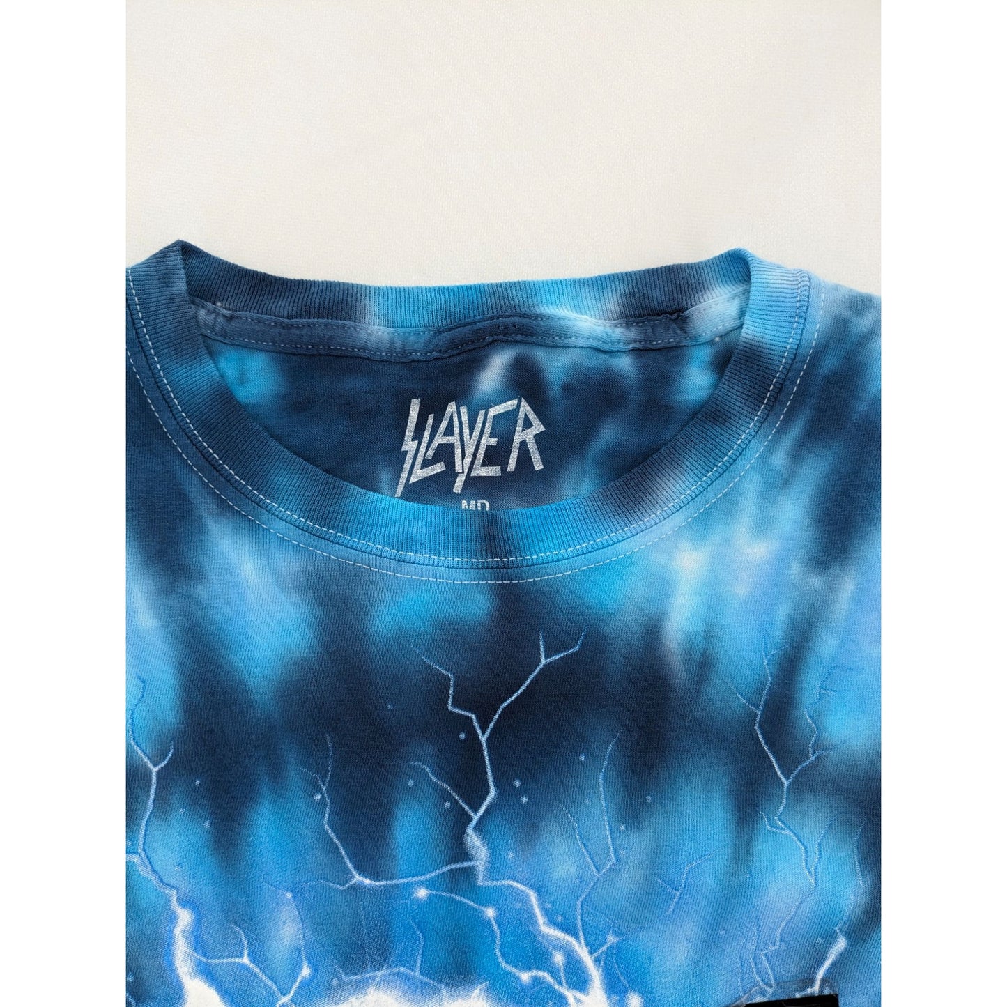 Slayer Demon Blue Tie-Dye Rock Band Crewneck Pullover Unisex  T-Shirt Size M