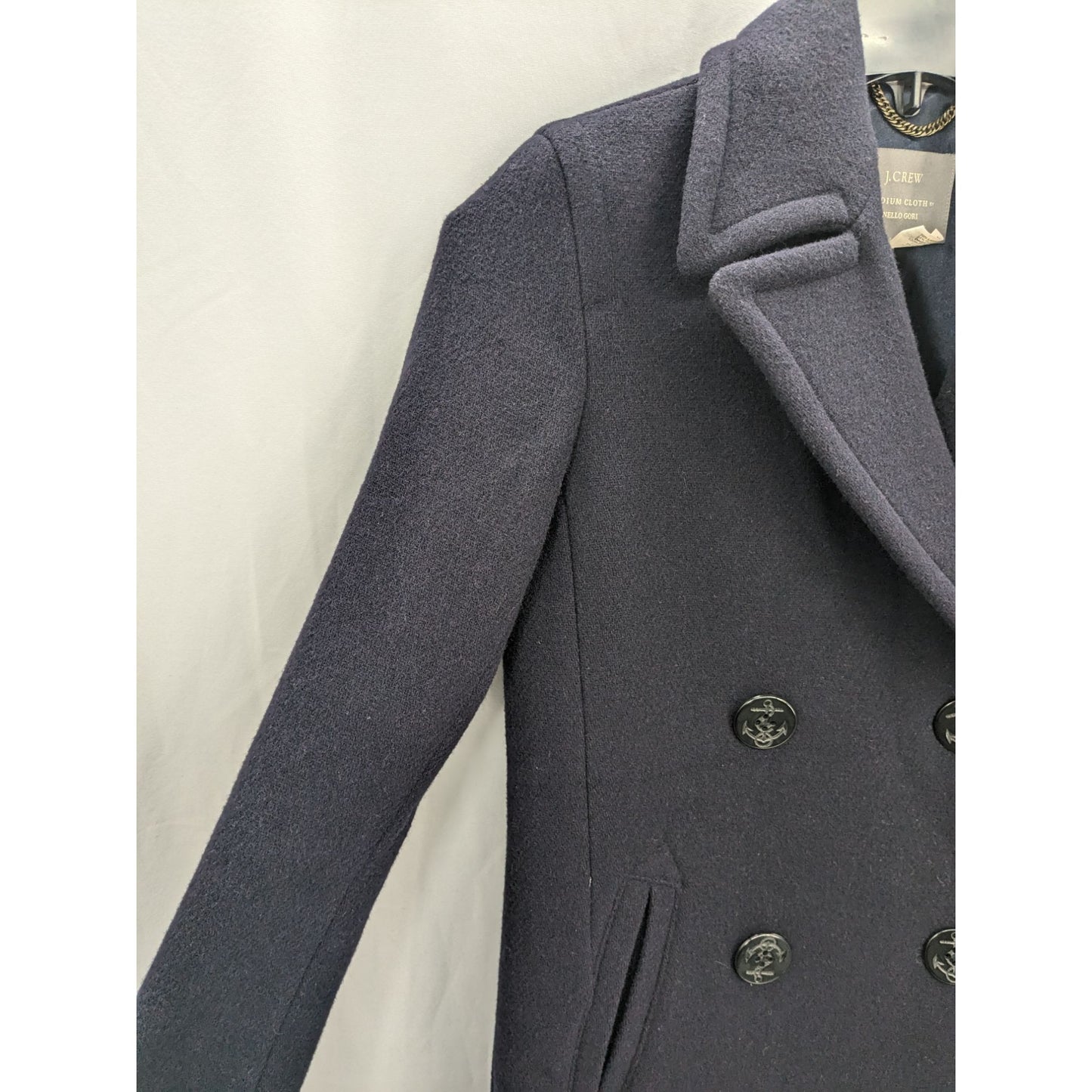 J.Crew Stadium Cloth Women Blue Nello Gori Captain's Wool Pea Coat Size 00