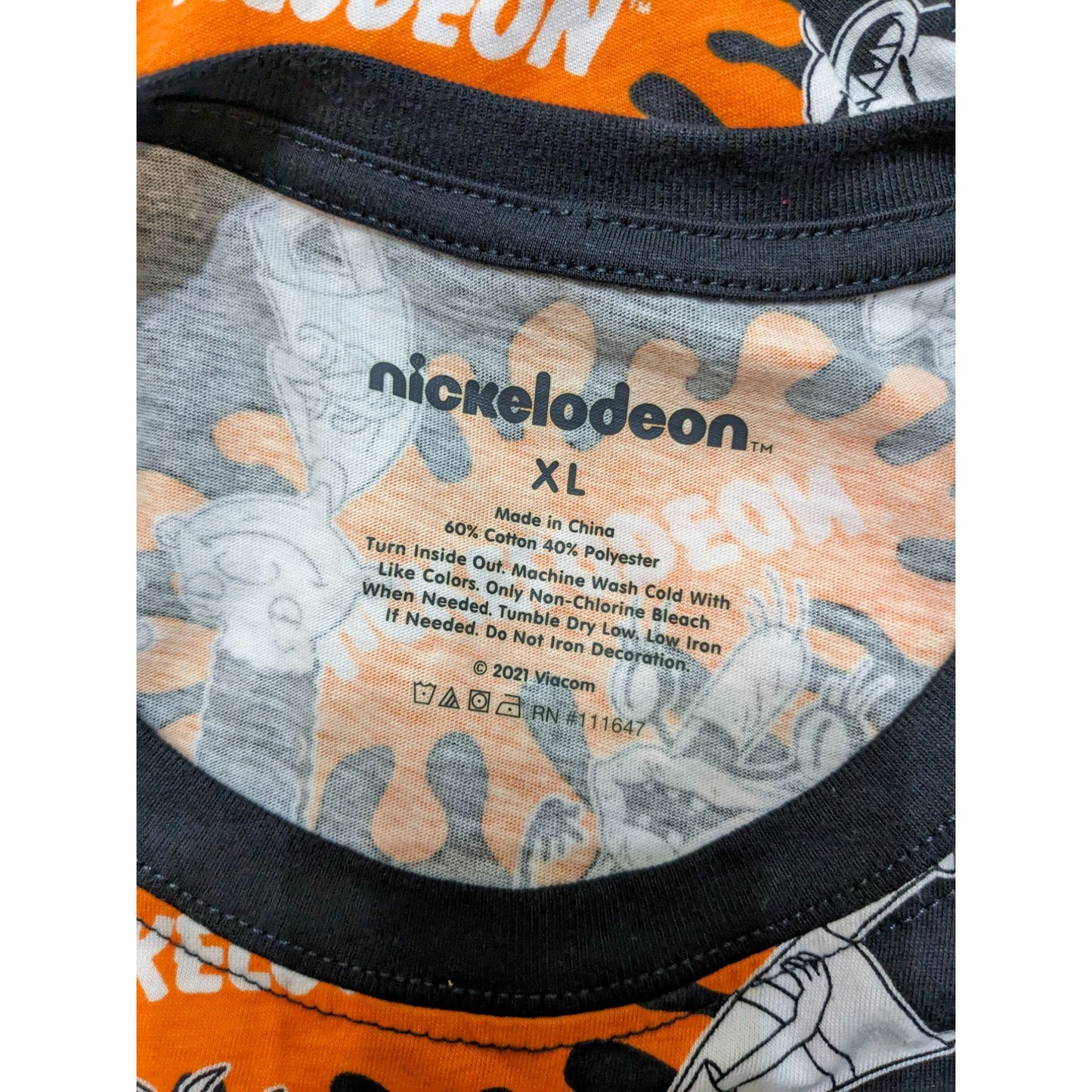 Nickelodeon Nicktoons 90s Allover Print Crewneck Crop Women Y2K T-Shirt Size XL