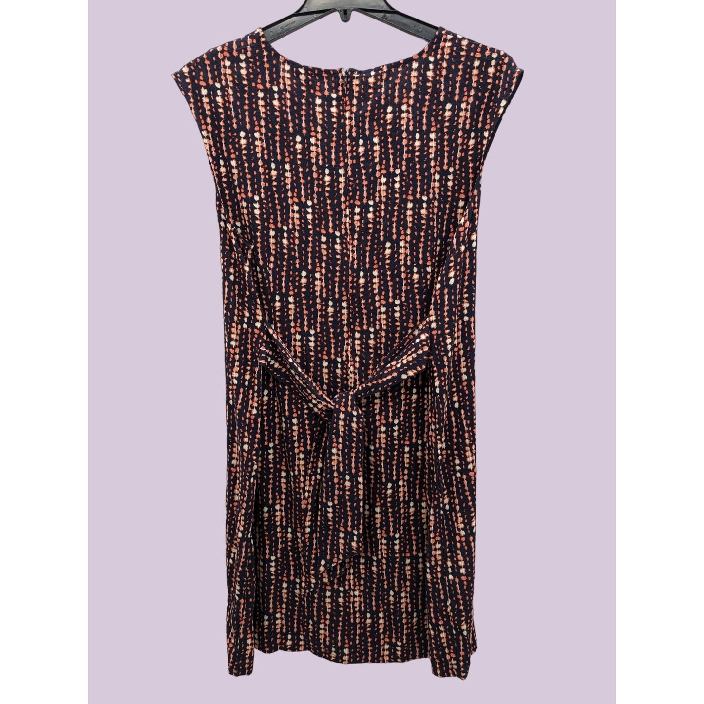 H by Halston Women Zippered Dot Stripe Blossom Blue Tie Belt Sheath Dress Size XL NEW