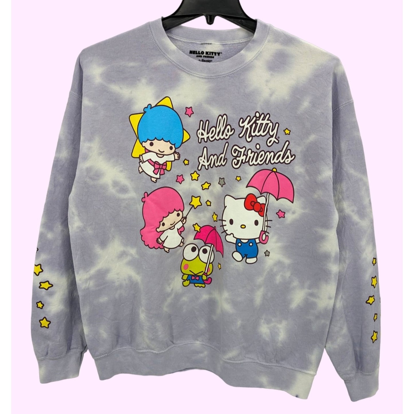 Hello Kitty And Friends Women Stars Lavender Tie-Dye Pullover Sweatshirt Size L