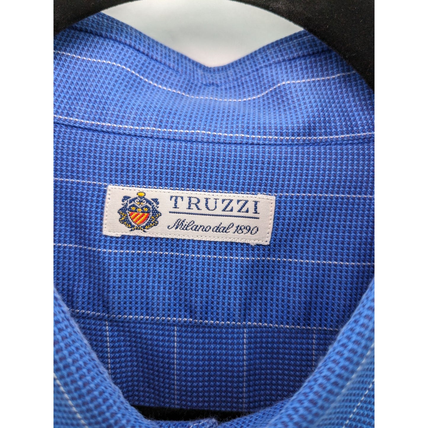 Truzzi Milano dal 1890 Men Blue Striped Button-Up Long Sleeve Shirt Size 18/46